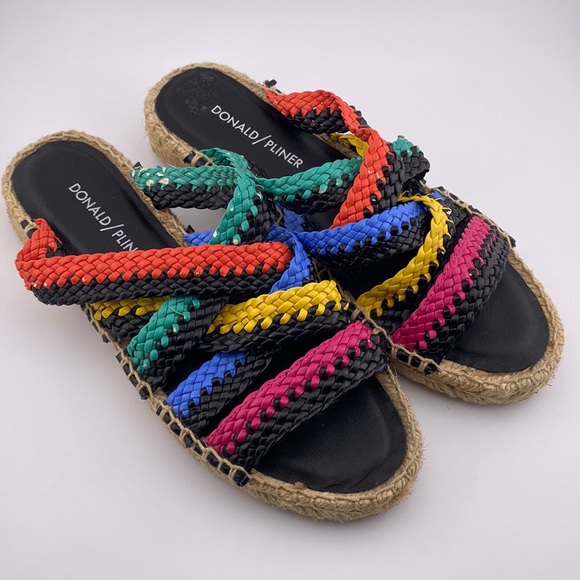 Donald Pliner Women’s Woven Rainbow Sandals - Picture 1 of 10